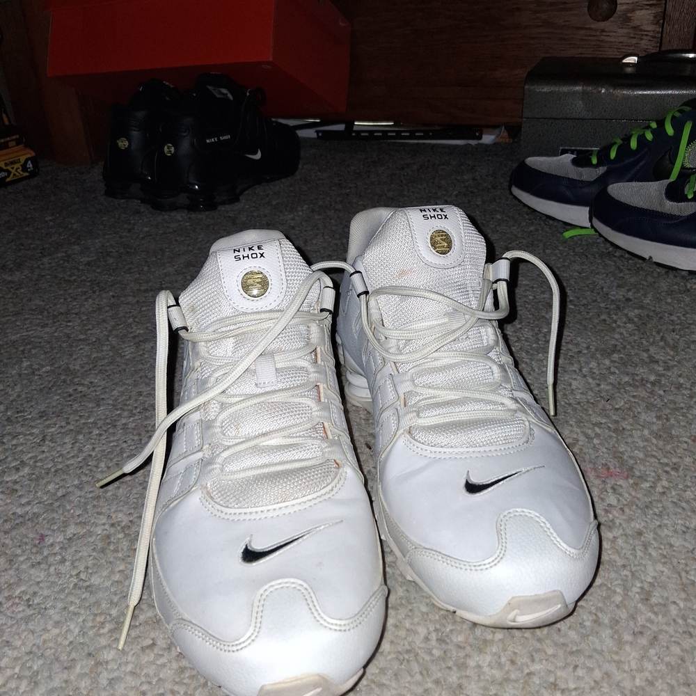 Nike White Shox Athletic Sneakers with Black Swoosh